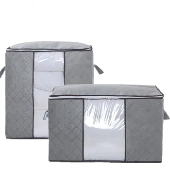 

Non-woven fabric Quilt Gray Storage Bag Home Clothes Quilt Pillow Blanket Storage Travel Luggage Organizer Dampproof Sorting Bag