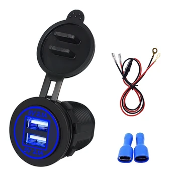 

Universal Car Charger USB Vehicle 4.2A Output LED Waterproof Dual USB Port Cigarette Lighter Socket Plug Voltmeter Mobile Phone