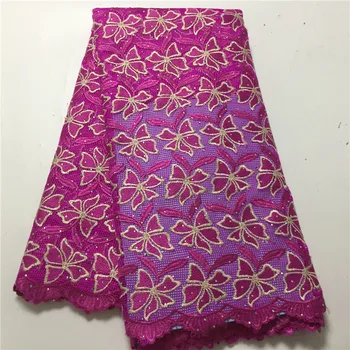 

Latest Design stones African Lace Fabrics High Quality 5yards Guipure Cord Lace Fabric For Women Party Dress Material FF16111