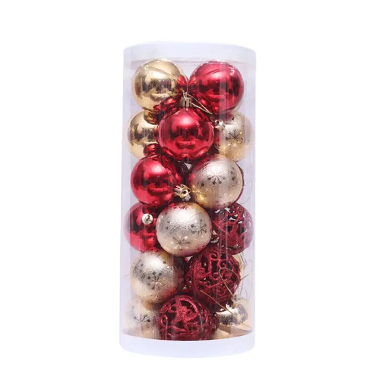 24 6cm PCS Christmas Ball Ornaments Painted Shatterproof Christmas Decorations GXMA