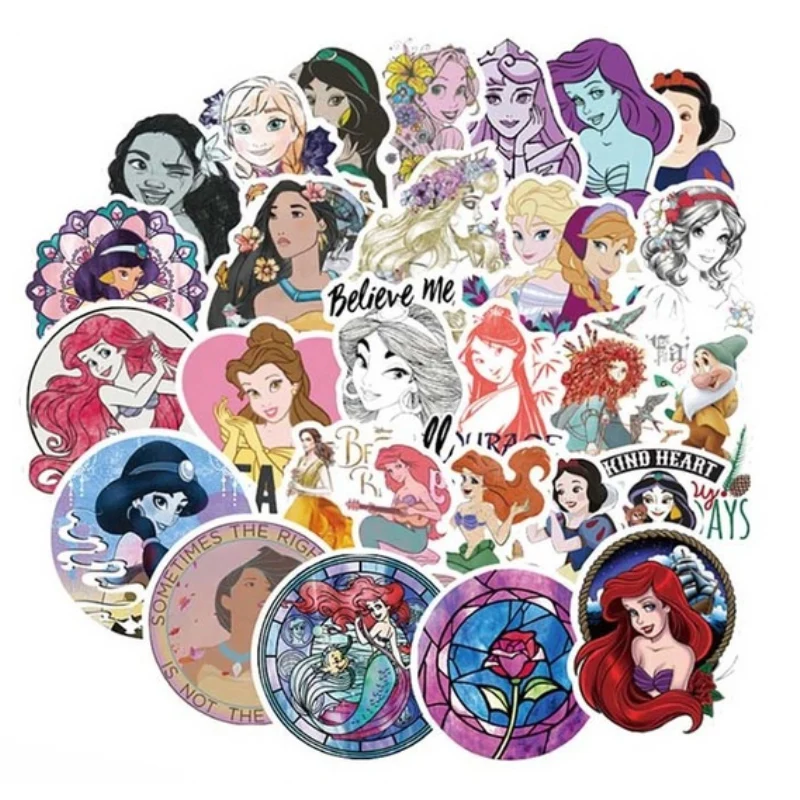 

100pcs Disney Princess Sticker Frozen 2 Sticker Refrigerator Computer Washing machine Mobile phone Desk decoration sticker