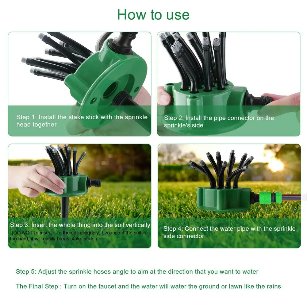 12-pipe 360 Degrees Garden Lawn Water  Sprinkler  System Courtyard  Sprayer For Watering
