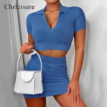 

Solid Two Piece Set Women Turtleneck Casual Streetwear Outfits For Women Ribbed Crop Top And Mini Skrits Women Set