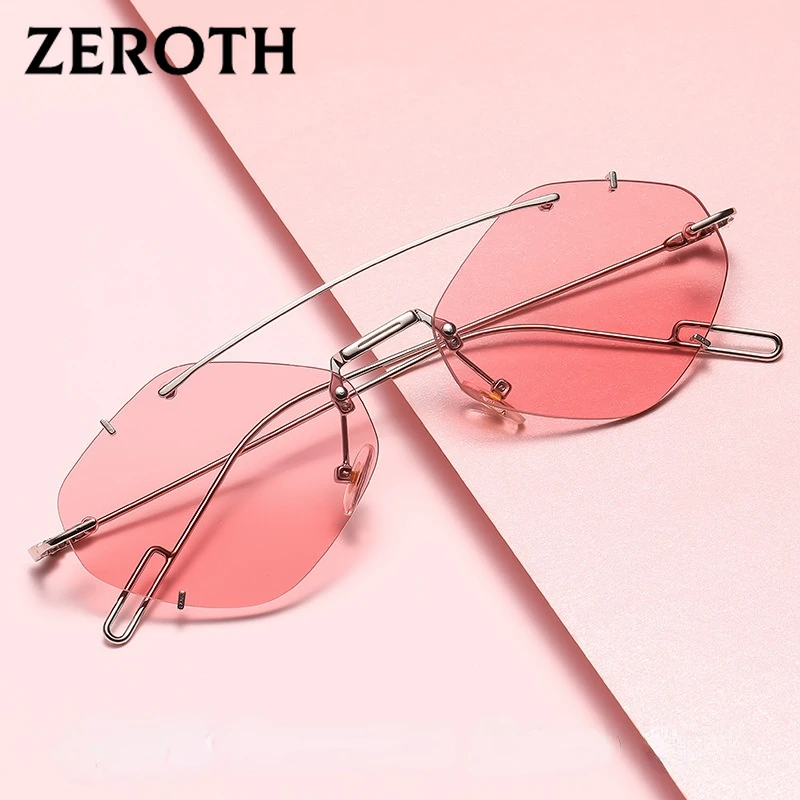 

Fashion Rimless Polygonal Sunglasses Women Double Bridge Glasses Retro Sunglass Luxury Designer Eyewear UV400 Sun Glass Shades