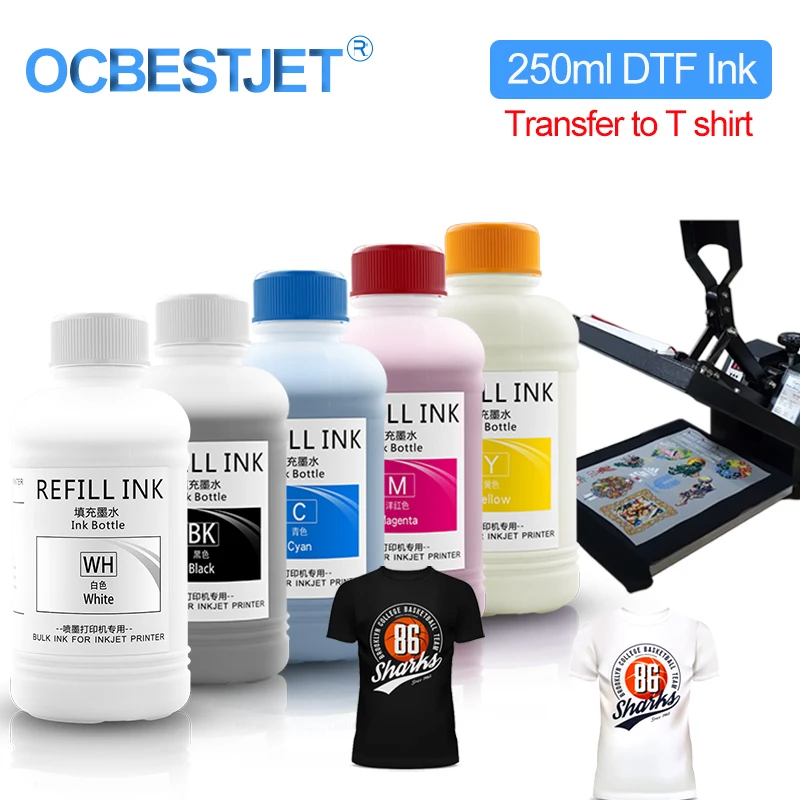 Inkjet Printer Ink Direct To Transfer Film Ink DTF Transfer Film DTF Powder 250ML DTF Ink Film Transfer Ink Direct Transfer Film Printing Hot melt powder PET Printing And For Epson