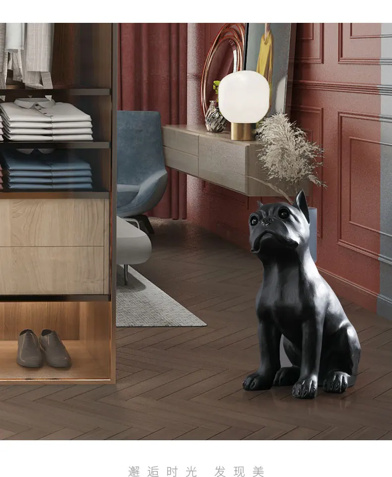 Nordic Home Decor Geometric French Bulldog Ornament Cute Animal Resin Figurines Desk Decoration Minimalist Origami Office Crafts
