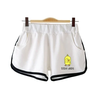 

2019 SOCIDL DUCKS Sports Running Elastic Waist Shorts Women Casual Loose Cotton Shorts for Women hot Young Printing Short Femme