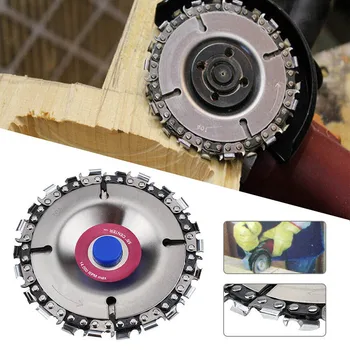 

4'' Angle Grinder Disc 22 Tooth Fine Cut Chain Saw Grinding Chain Wheel for Angle Grinders Wood Carving Disc Cut Chainsaw Disc