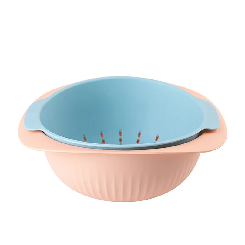 Корзина для мытья, двойная корзина для мытья, миска для мытья, кухонный фильтр для лапши, овощей, фруктов, кухонные аксессуары и 4o16 - Цвет: B