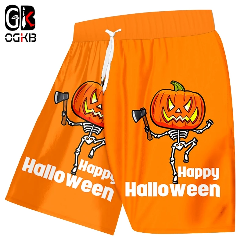 OGKB Хэллоуин человек Тыква Голова Скелет уличная одежда Лидер продаж пляжные шорты 6XL мужская одежда с 3D принтом