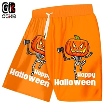OGKB Хэллоуин человек Тыква Голова Скелет уличная одежда Лидер продаж пляжные шорты 6XL мужская одежда с 3D принтом