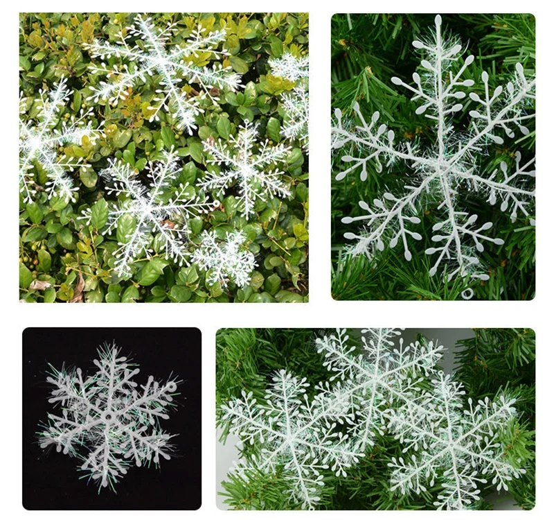 30 pcs white plastic fake snowflake christmas party hanging pendants new year christmas tree ornaments window decoration