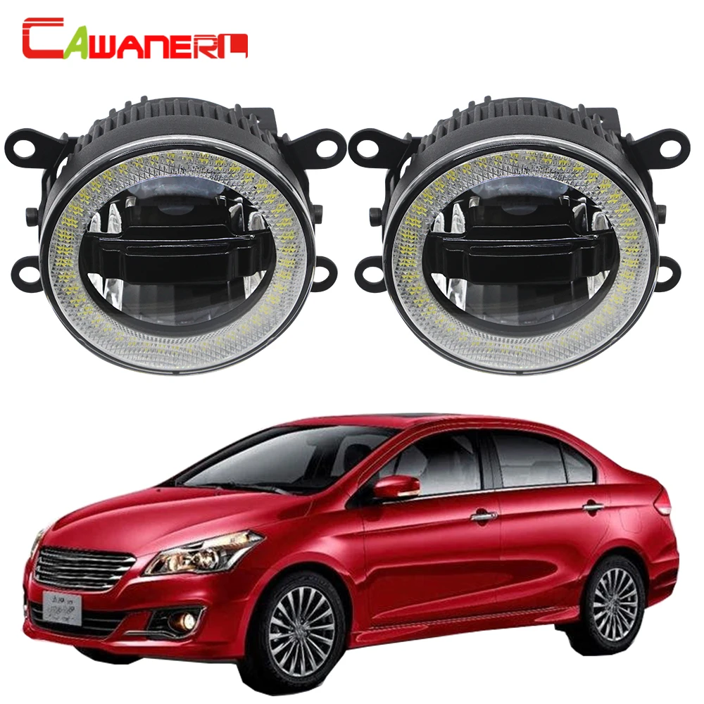 

Cawanerl 3IN1 Function Car LED Fog Light DRL Daytime Running Lamp Angel Eye 12V Accessories For Suzuki Alivio 2015