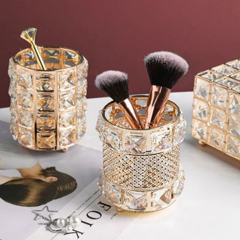 

Crystal Makeup Brush Organizer for Cosmetics Manicure Tool Make Up Storage Box Dressing Table Cosmetic Boxes Nail Brush Holder