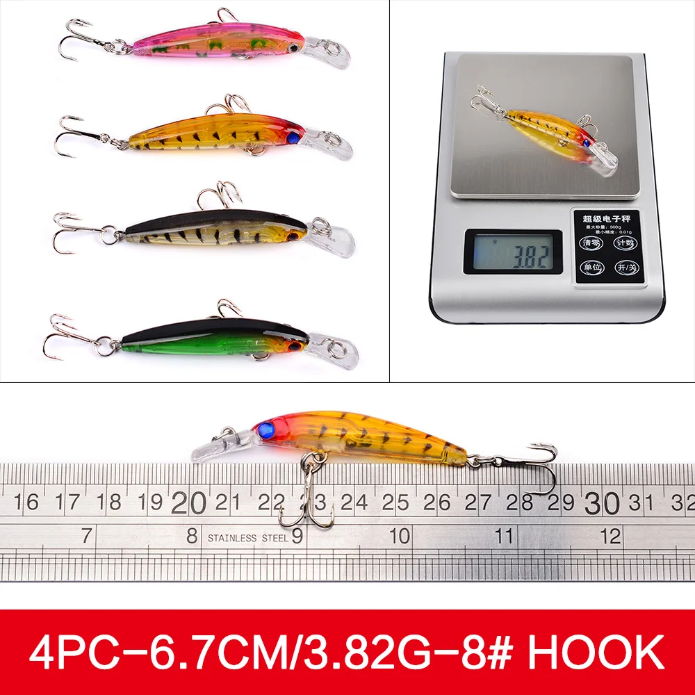 Iscas de Pesca Equipamento de Pesca Isca de Pesca Clássico Suave Iscas Duras Pesca Swimbait Crankbait Simulação Terno 56 Pçs 9 High Quality Esporte e Lazer