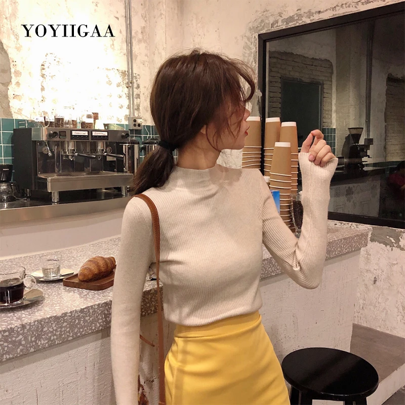 Knitted Women Sweater Pullovers Spring Autumn Basic Women Sweaters Soft Long Sleeve Pullover Slim Female Sweaters Cheap Tops