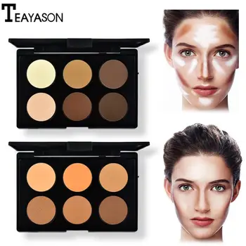 

6-color Highlighters Plate Retouching Powder Shadow Nasal Silhouette Highlighting Makeup Hairline Repairing Powder Plate TSLM1