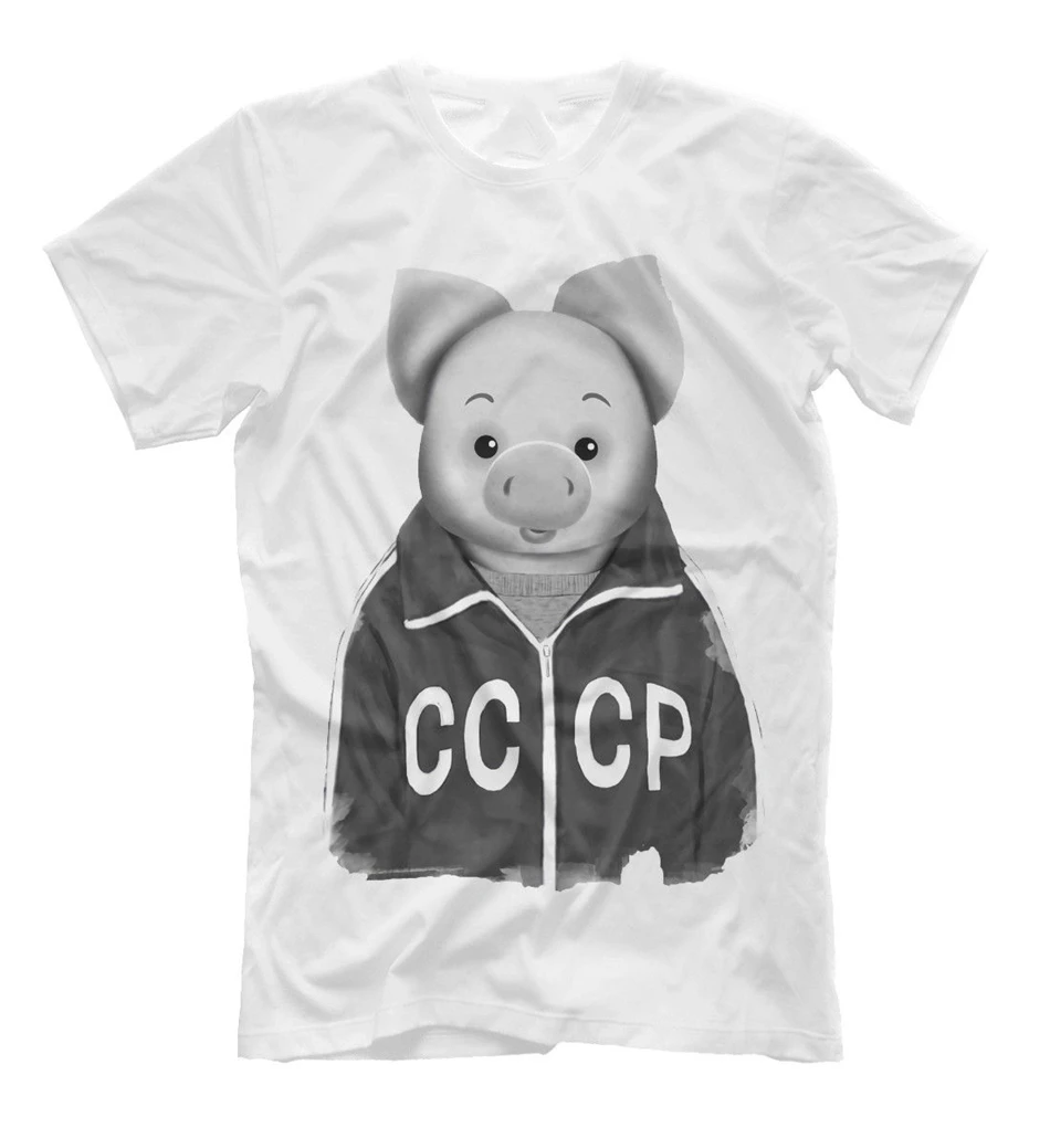 Женская футболка с героем мультфильма Хрюша Россия ТВ-шоу Hq 181371 свободный стиль |