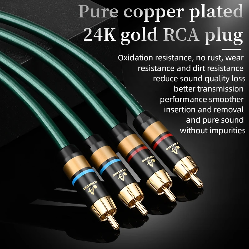 Premium Hi-Fi RCA Interconnect Audio Signal Cable with OCC Core and Double Shielding
