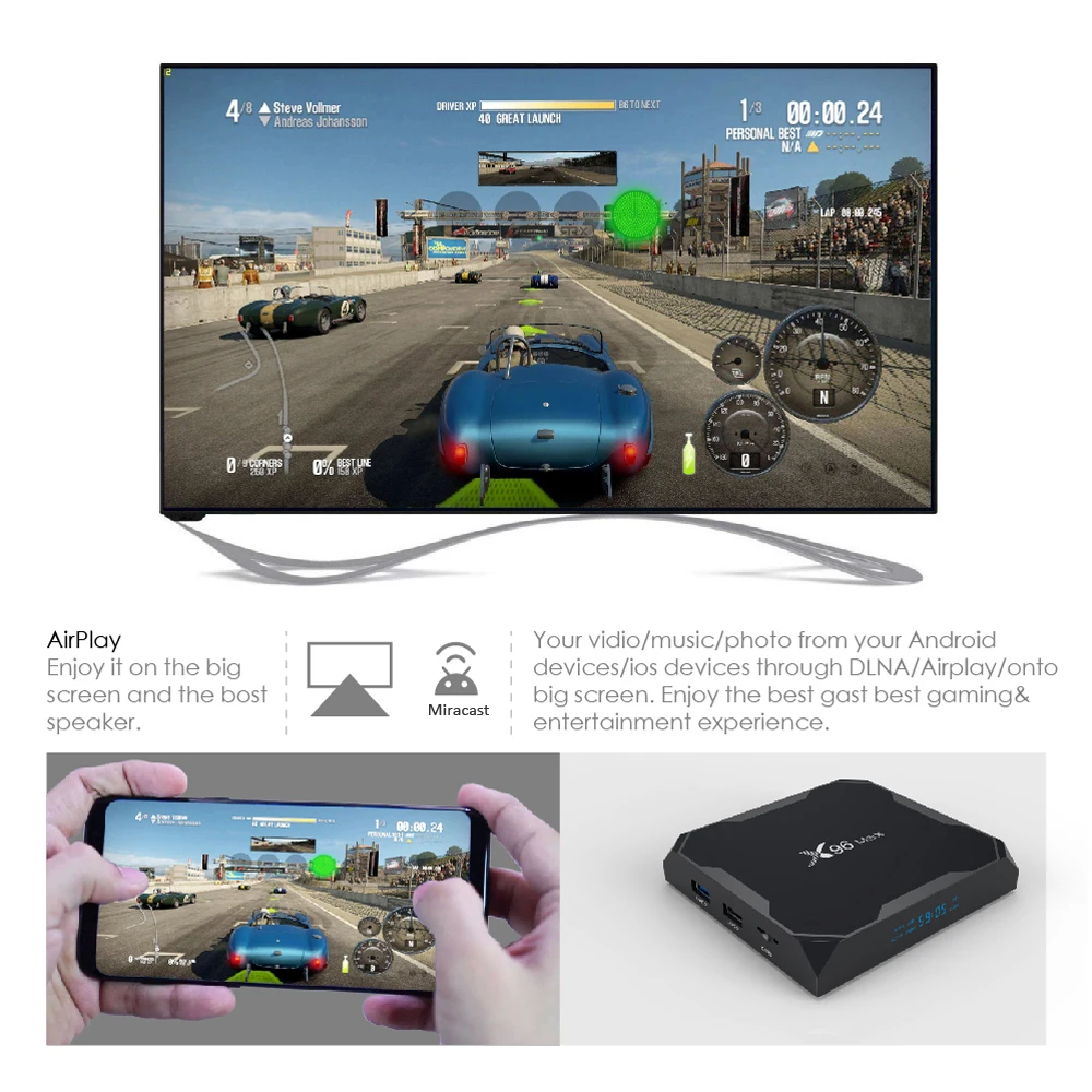 X96 MAX tv Box Smart tv Box Android 8,1 2GB16GB Amlogic S905X2 2,4G 5,8G двухдиапазонный Wifi USB3.0 медиаплеер 4K HD телеприставка