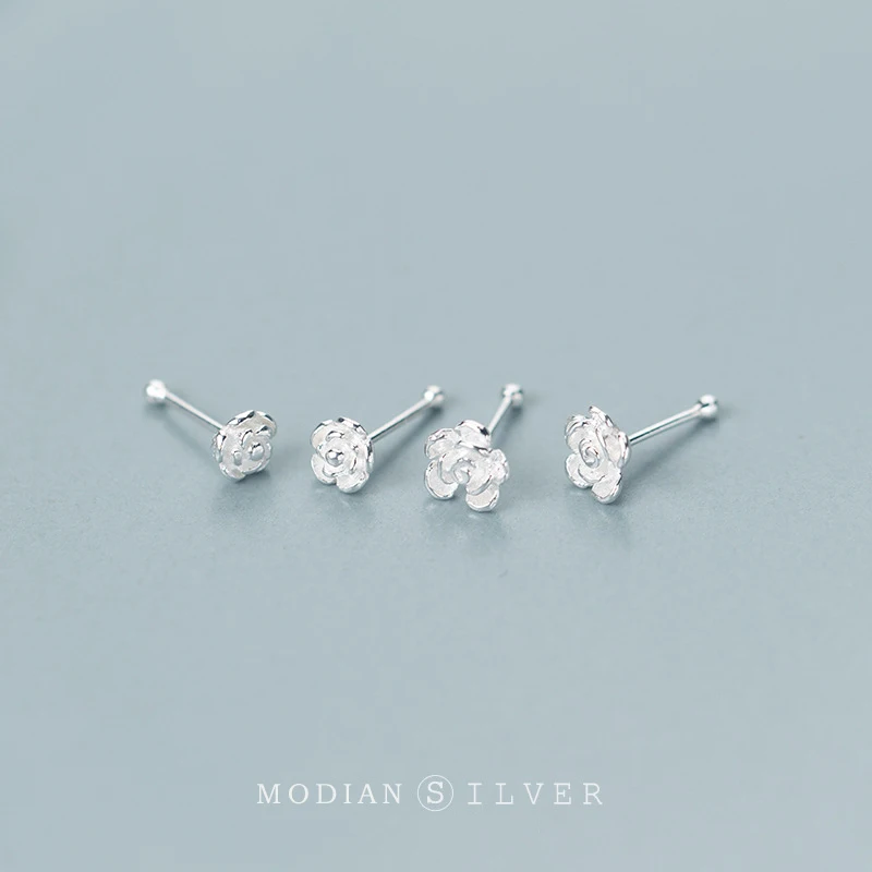 Modian, классика, цветок розы, крошечные серьги-гвоздики в форме растения, романтическое 925 пробы, серебряные ювелирные изделия для женщин, S925 серебро, хорошее ювелирное изделие