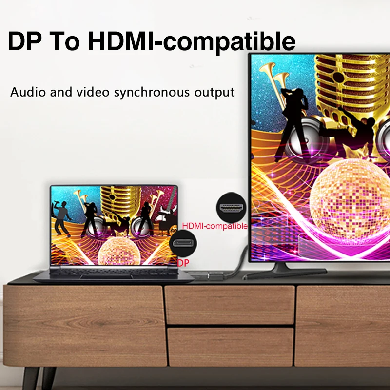 HDMI Cable 4K Display Port to HDMI-Compatible Adapter Male to Female DP HDMI-Compatible Video Audio HD Cable For PC TV Laptop Projector