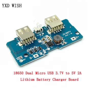 

18650 Dual Micro USB 3.7V to 5V 2A Boost Mobile Power Bank Lithium Battery Charger PCB Board Diy 18650 Step Up Module With Led