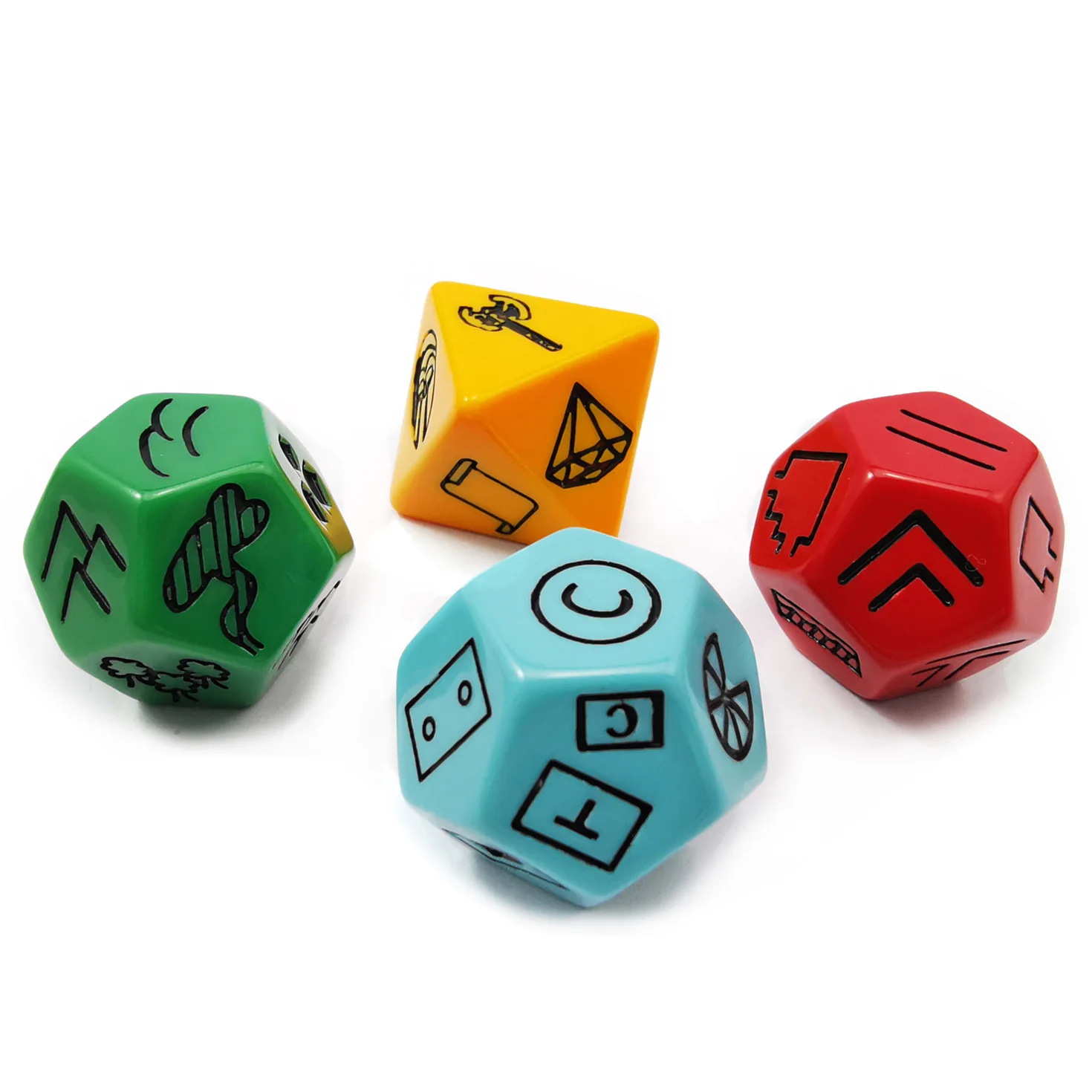 Bescon's Dungeon and Wilderness Terrain, Dungeon Feature and Treasure Type Dice Set, 4 piece Proprietary Polyhedral RPG Dice Set 2