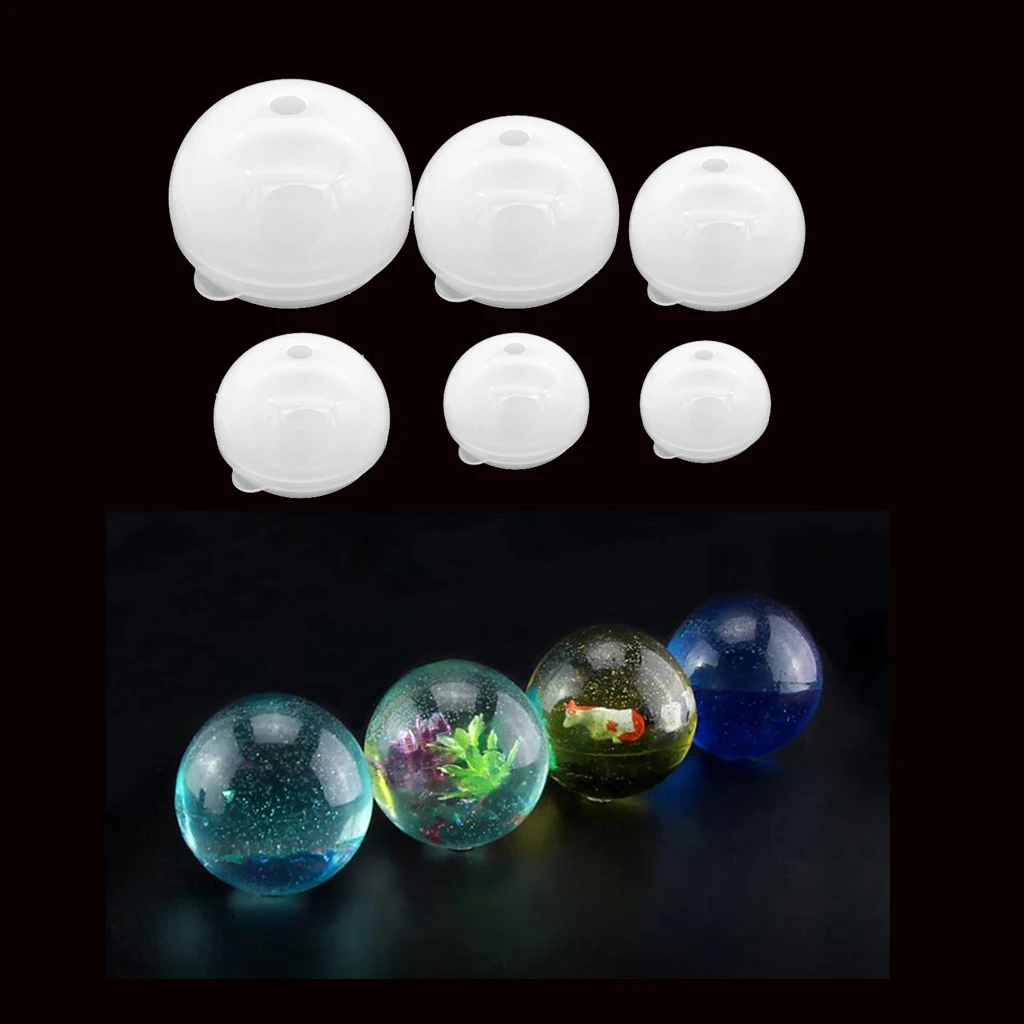 6 Size Silicone Ball Mold Round Sphere Mould DIY Resin Craft Ornament Tool for Epoxy Resin Casting 30/40/50/60/70/80mm
