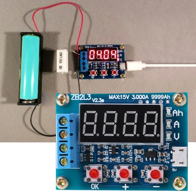 

ZB2L3 Li-ion Lithium Lead-acid Battery Capacity Meter Discharge Tester Analyzer F42E
