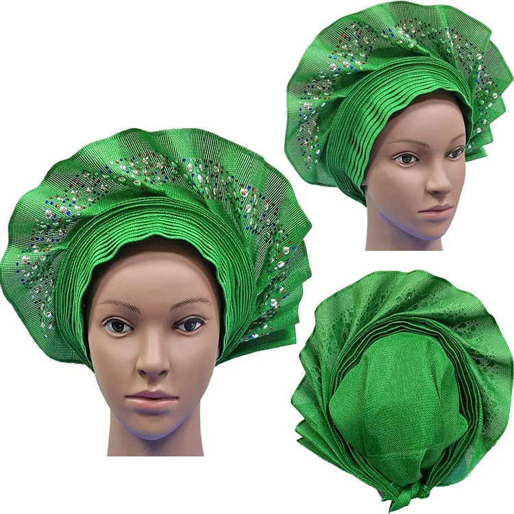 12 Африканский ASO OKE Gele головное украшение высокого качества нигерийский традиционный свадебное использование 013 Авто Gele - Цвет: 12