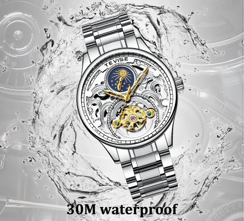 Tourbillon Moon Phase Steampunk Mechanical Mens Watches Top Brand Dress Luxury Wrist Watch erkek kol saati Montre Homme