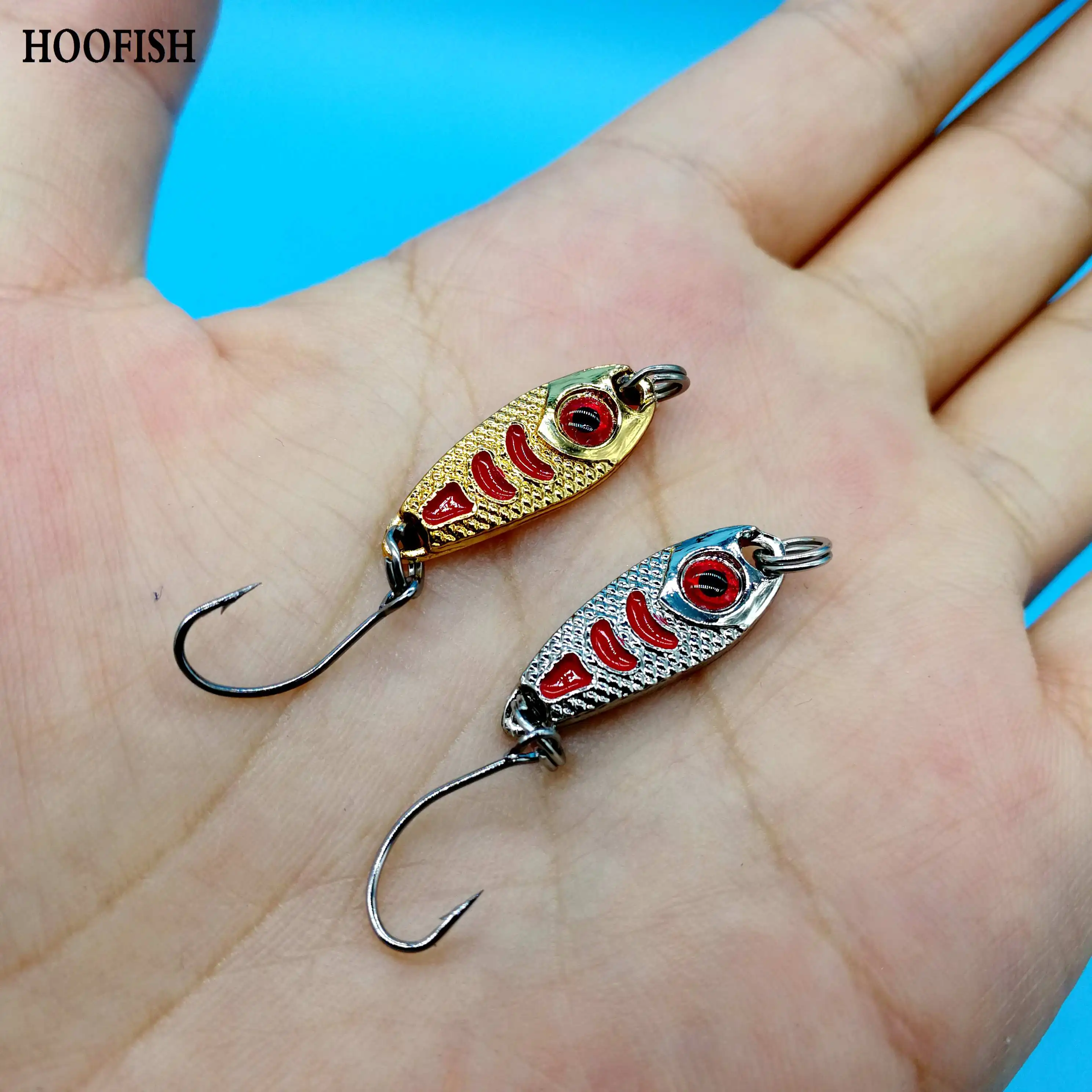 HOOFISH 10PCS/lot Micro Jig fishing lure 1.5g/2.5g/3.5g/5g Mini spoon lure  small fish bucktail jig metal lure spinner bait