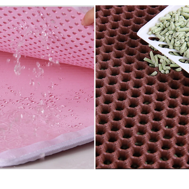 Pet Cat Waterproof Litter Mat Foldable EVA Double-Layer Cats Mat Bottom Non-slip Litter Dog Mat Layer Pet Litter Catcher Mat