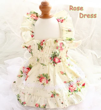 

Dog Clothes Dog Dress Pet Slip Skirt 100% Cotton Sleeveless Lotus Leaf Rural Rose Comfortable Cat Summer Poodle Yorkie Maltese
