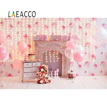 Laeacco Balloons Flowers Light Bokeh Baby 1st Birthday Photo Backdrops Photography Backgrounds Vinyl For Photo Studio Photocall