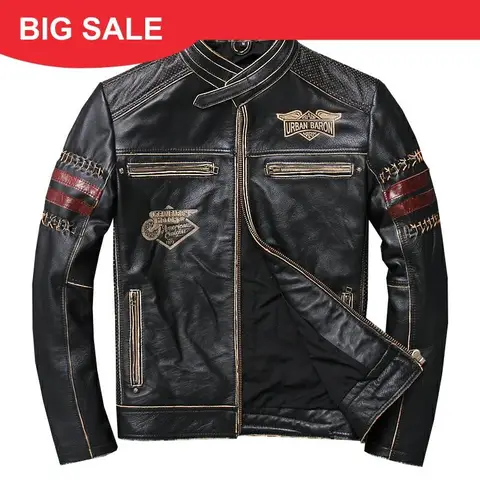 jaqueta de couro retalho masculina