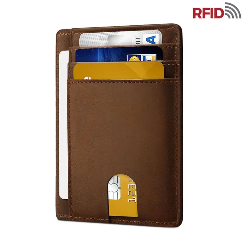 Slim RFID Blocking Leather Wallet Minimalist Credit Card Money Purse Holder Unisex Fashion Bag Holds up to 12 Cards leather wallet wallet card holder card holder coin purse credit card holder credit card wallet card wallet coin purse wallet