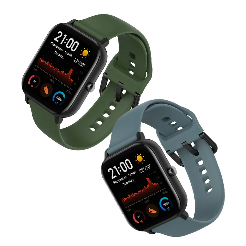 Силиконовый ремешок для Amazfit GTS GTR 42 мм vivoactive 3 Аксессуары для умных часов Замена 20 мм регулируемый браслет ремешок браслет