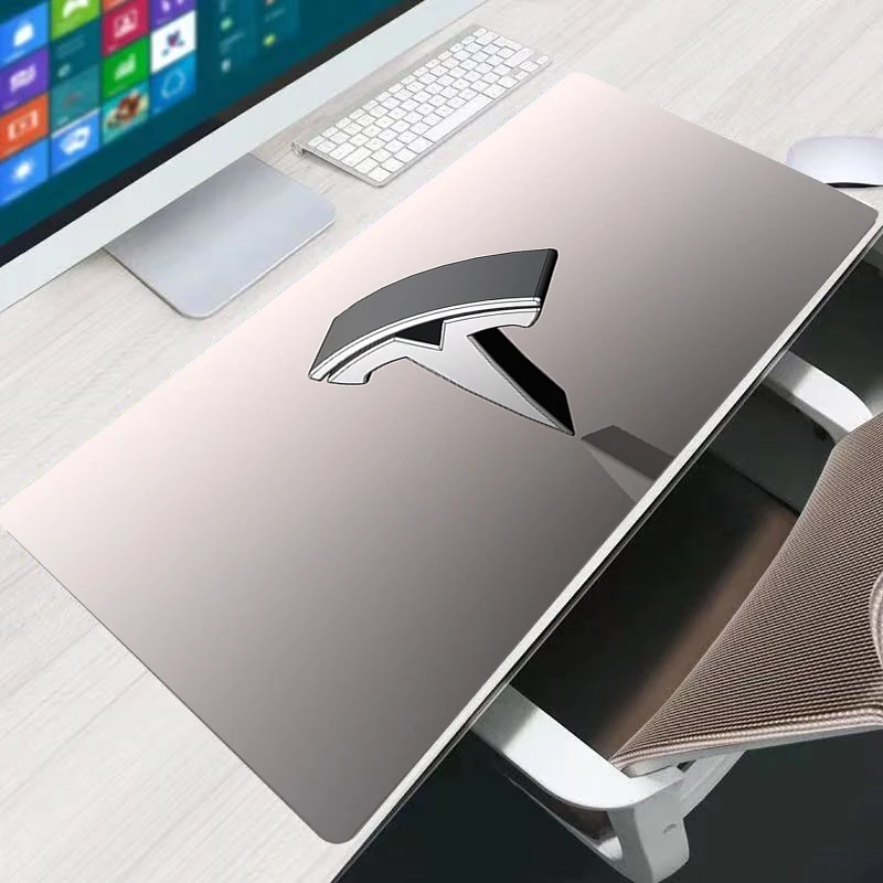 Cute Tesla Logo 90x40cm XXL Rubber Super Large PC Mousepad Gamer Gaming Mouse Pads XL Desk Keyboard Mat for Computer Laptop Mat