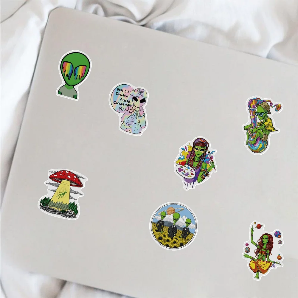 Cartoon Stickers Graffiti Stickers 10/50PCS Weed Alien Sticker Psychedelic Funny Characters Leaves Graffiti Stickers Bike Travel Luggage Guitar Laptop Cool Sticker