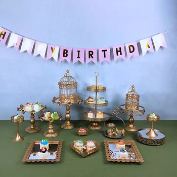 

MQMY Mirror Gold Crystal cake stand set metal fondant cupcake sweet table candy bar table decorating