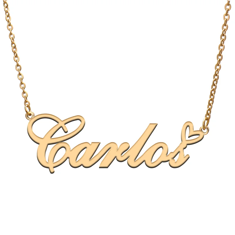 

Carlos Name Tag Necklace Personalized Pendant Jewelry Gifts for Mom Daughter Girl Friend Birthday Christmas Party Present