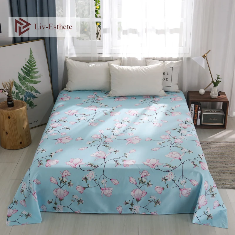 

Liv-Esthete Pastoral Flowe Flat Sheet Warm Printed Bed Sheet Single Double Queen King Bed Cover Bed Linen For Children Adult 1PC