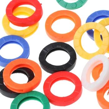 

32Pcs Key Cap Tag Cover Elastic Bright Color Hollow Coded ID Rings Sleeve Label