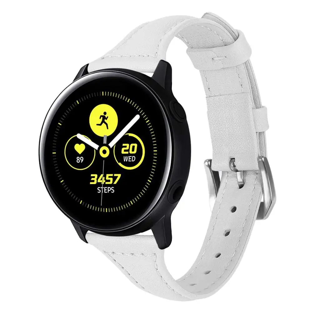 Ремешки для samsung Galaxy Watch, активные ремешки, кожа 20 мм, ремешки для часов, кожа для Galaxy Watch 42 мм, кожаный ремешок, розовое золото - Цвет ремешка: white