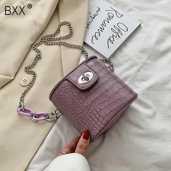 

[BXX] Crocodile Pattern Small PU Leather Shoulder Bags For Women 2020 Elegant Handbags Female Travel Luxury Chain Bag HM161