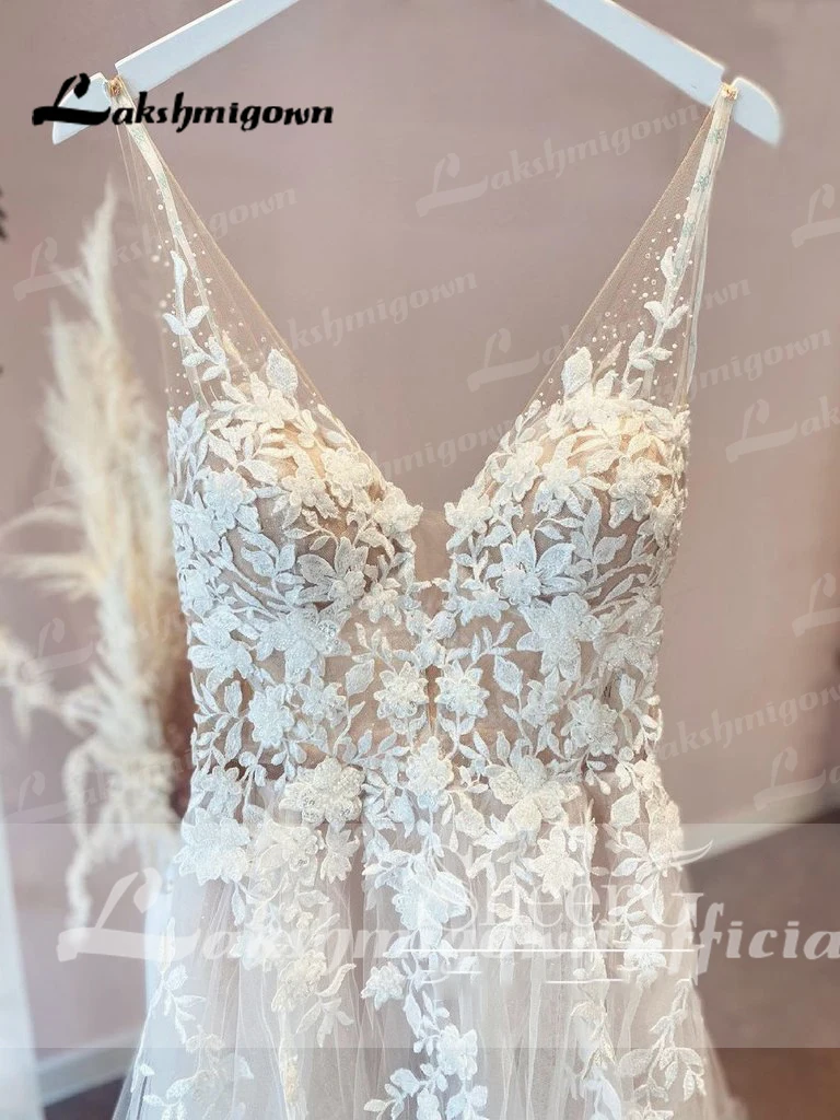 Roycebridal Appliques A Line Tulle Wedding Dress Vestido Novia Civil Boho Wedding Dress Open Back Lace Bodice Brautkleid 4