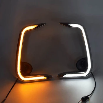 

LED Daytime Running Lights for Toyota Corolla 2019 2020 DRL Front Bumper Fog Lamp Cover with Yellow Turn Signal Style Relay