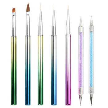 

7pcs 3D Nail Art Brushes Set Nail Liner Ombre Brush Nail Painting Design Pen Brushes Acrylic Rhinestone Handles Nail Art Pens